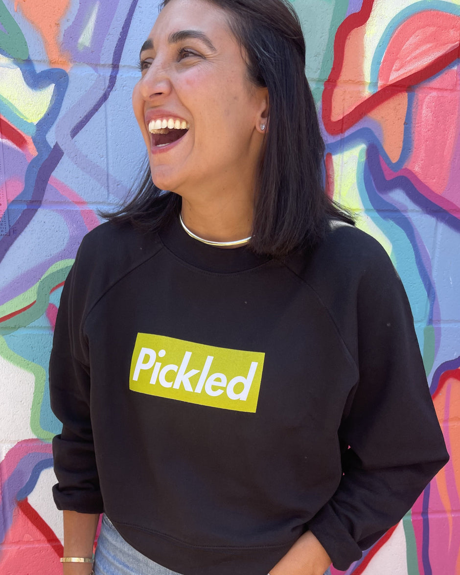 Let's get #Pickled - Raglan Women's Crew Crop Sweatshirt